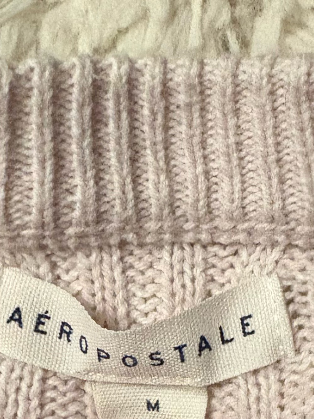 Aeropostale Colorblock Stripe Cropped Crewneck Sweater Pink Cream Boho - Picture 6 of 6